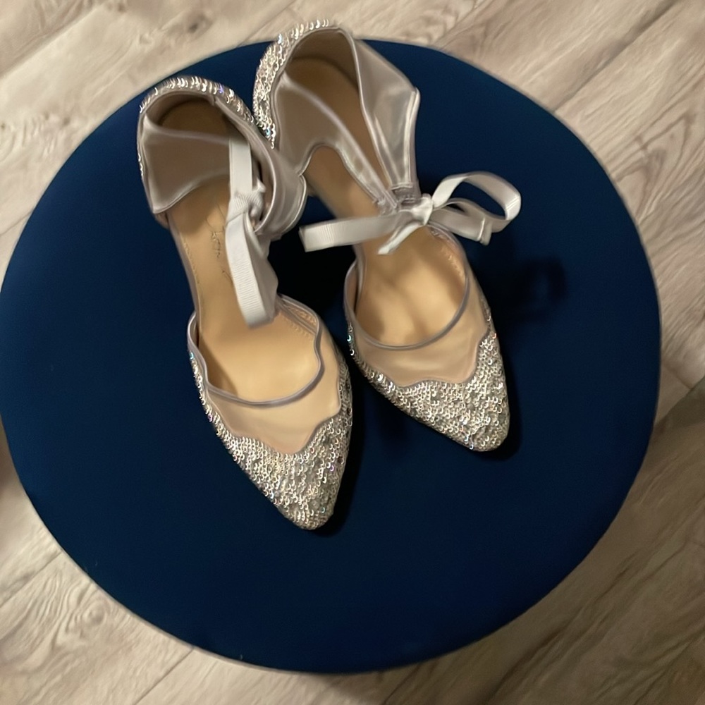 Betsey Johnson Iris Bridal Rhinestone Shoes - Size 5, 6